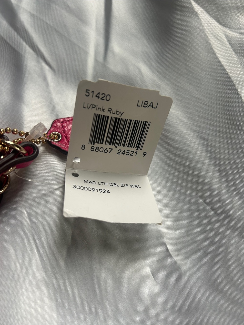 Coach Hot Pink Leather Wristlet with Double Zip - Picture 3 of 3